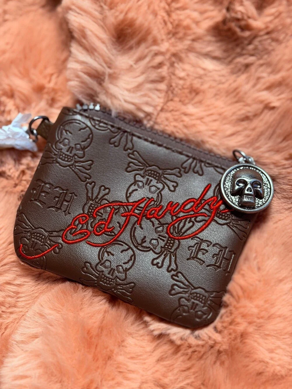 Ed Hardy Leopard Print Skull Tattoo Shoulder Bag Studded Y2K Purse NWT